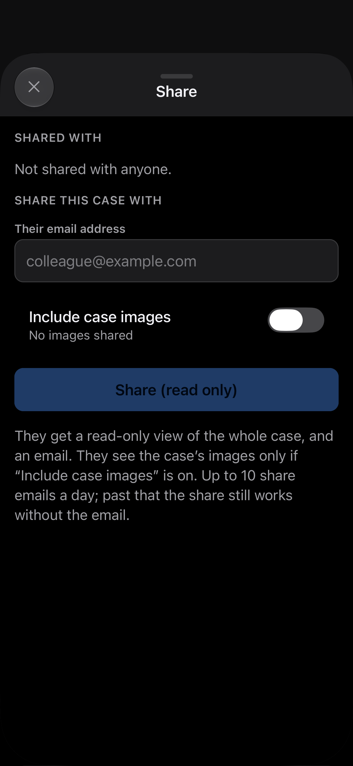 Investilog share feature